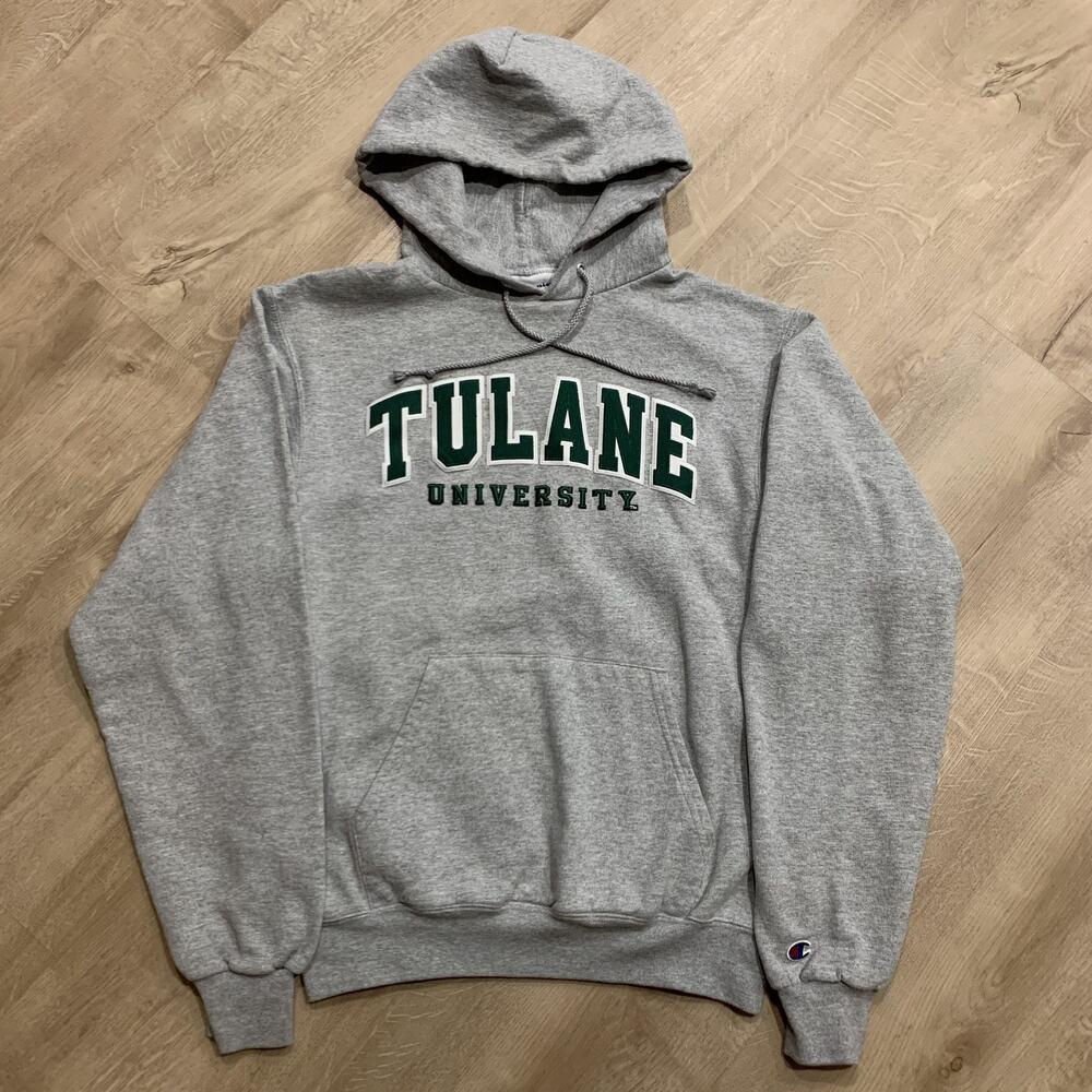 Champion Tulane University Green Wave Hoodie Sweatshirt Men's Small S Stitched